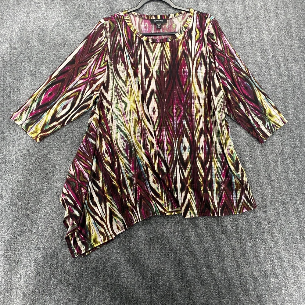 Karen‎ Kane Tunic Top Plus Size 2X Geometric Asymmetrical Liquid Knit Stretch